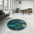 thumbnail image 3 of Ahgly Company Indoor Round Patterned Aquamarine Stone Green Area Rugs, 6' Round, 3 of 6