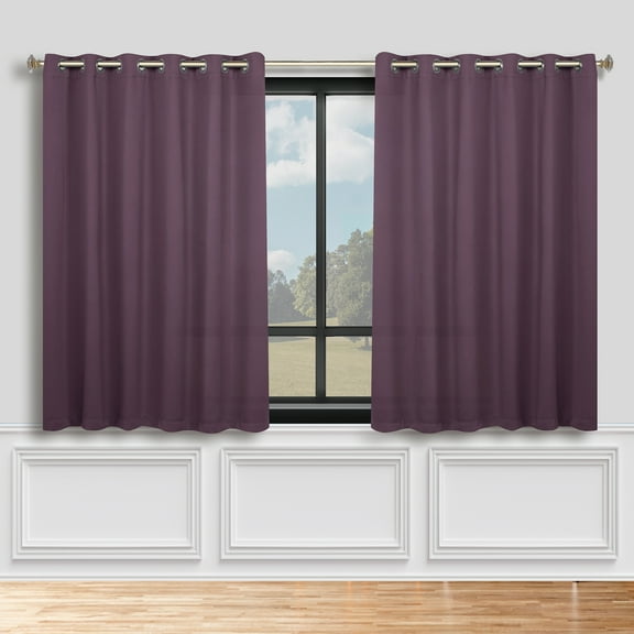 Bkue Nile Mills Modern, Classic Solid Semi Blackout Curtains, Set of 2, 70" x 63", Wisteria