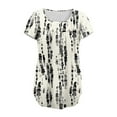 thumbnail image 5 of Women's Cute Tshirts Wildflower Graphic Loose Tees Summer Short Sleeve Casual Tops Dressy Pleated Button Round Neck Tunic Top Boho Floral Trendy Going Out Basic Tee Blouses, 5 of 6