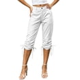 thumbnail image 4 of LIaqionyy Womens Cargo Capris Pants Hiking Casual Solid Color Fashion Capri Trousers Cropped Pant with Pocket, 4 of 8