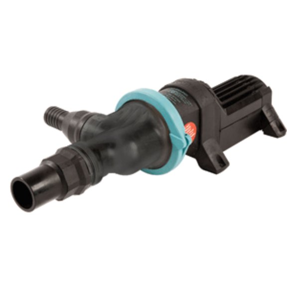 13" Black and Blue Nautical Whale Gulper Grouper Mk3 Fishbox/Waste Pump with 90-Degree Ports - 12V