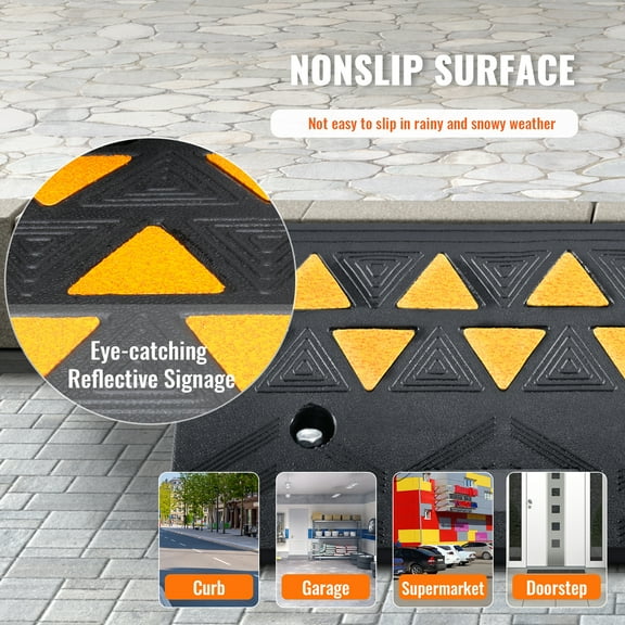 KFFKFF Rubber Curb Ramp Driveway Ramp for Curb 2 Pack 4.3" Rise 33069 lbs Load