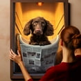 thumbnail image 6 of Curly Coated Retriever Dog Canvas Wall Art for Bedroom Living Room Home Decor,Funny Dog Canvas Sitting on The Toilet Animal Pattern Office Artworks, modern wall decor, Ready to Hang, 6 of 6