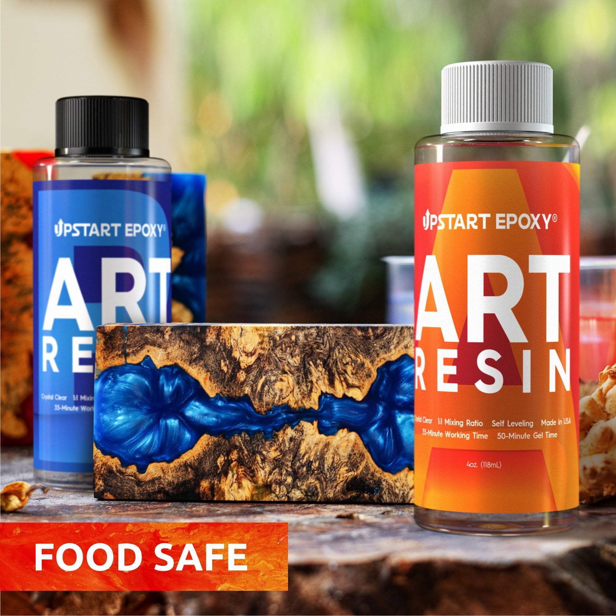 Upstart Epoxy Art Resin - 32 Ounces Art Resin - Crystal Clear Tabletop Super Gloss Coating No Bubbles Non-Flammable UV Resistant Food Safe