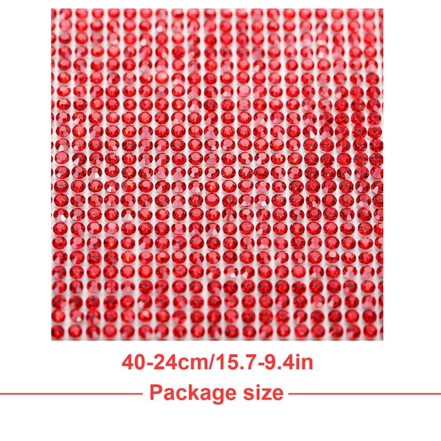 pitrice Crystal Rhinestone Ribbon Glass Drill Mesh Glitter Clothing Accessories Shiny Sticker Present Decoration DIY Decorating Prop bright red 8 hot melt glue