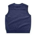 thumbnail image 3 of Gubotare Girls Vest Sweater Unisex Baby Sweater Vest Knitted Soft Uniform Cotton V-Neck Sleveeless Waistcoat Vest Size 5-6 (Navy,5-6 Years), 3 of 9