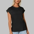 thumbnail image 4 of MIXUE Boho Tops For Women Summer Solid Color Round Neck Short Sleeve Casual Tshirts Outwear,Black,XXL, 4 of 8