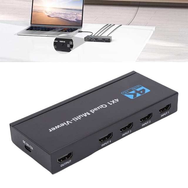 4x1 HD Switcher, 330MHz Wide Compatibility 4K HD Multimedia Interface Efficient Compact for TV
