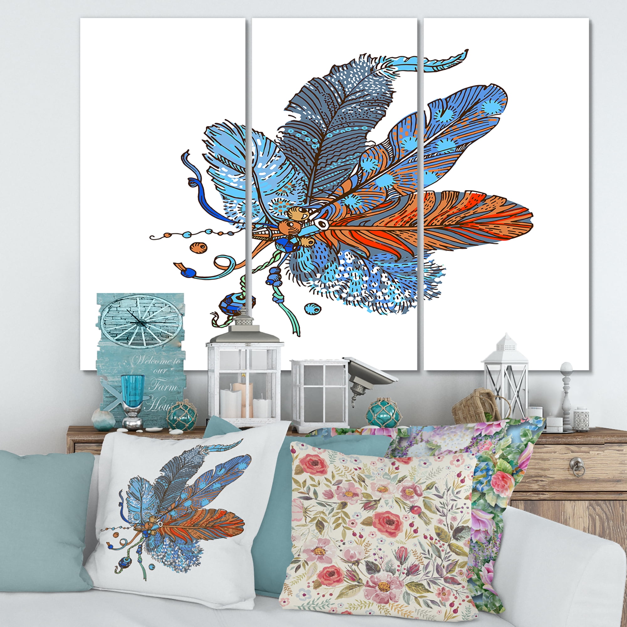 Designart ' Ethnic Boho Art Design ' Bohemian & Eclectic Canvas Wall Art Print