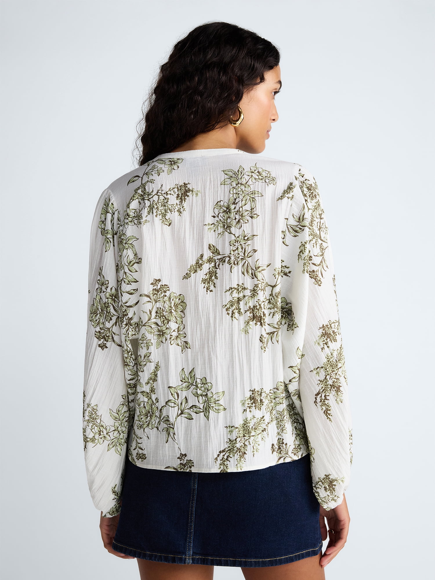 Scoop Women’s Blouson Sleeve Shirt, Sizes XS-4X
