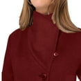 thumbnail image 5 of ClodeEU Women's Wool Blend Classic Stand Collar Pea Coat With Belt,Long Sleeve Winter Coat Wine,Womens Plus XL, 5 of 8