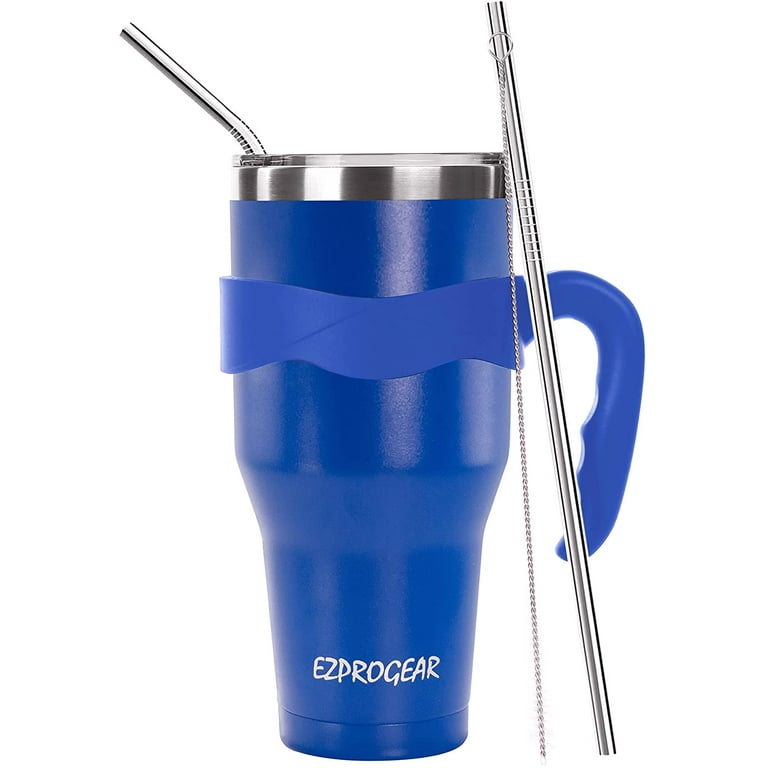 Ezprogear 30 oz 2 Pack Stainless Steel Tumbler Double Wall Vacuum Insulated  with Straws and Handle