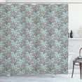 thumbnail image 1 of Floral Shower Curtain, Romantic Garden Art Illustration with Bouquet of Flowers and Leaves, Fabric Bathroom Set with Hooks, 69W X 84L Inches Extra Long, Baby Blue Brown and White, by Ambesonne, 1 of 3