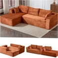 thumbnail image 2 of JERFIT Modern L-Shaped Corduroy Sectional Sofa with Chaise, Reversible Cushions, No Assembly Required, Deep Seated Modular Sleeper for Small Space, Brown, 2 of 10