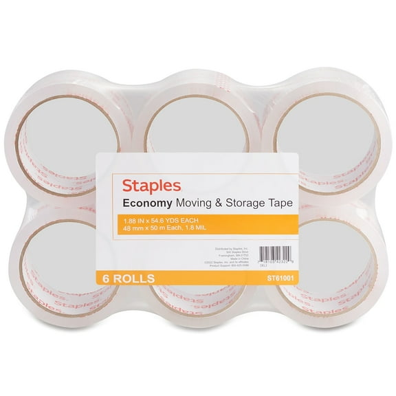 Staples Simply Economy Grade PKaging Tape 1.89" x 54.7 Yds Clear 6/RL 467431