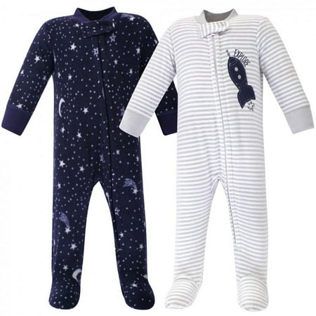 UPC: 0660168923476 | Yoga Sprout Baby Boy Fleece Zipper Sleep and Play 2pk  Spaceship  0-3 Months