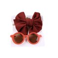 thumbnail image 1 of Gureui Kids Baby Girls Sunglasses Headband Set, Anti-UV Round Dark Glasses+ Solid Color Bowknot Hair Band, 1 of 3