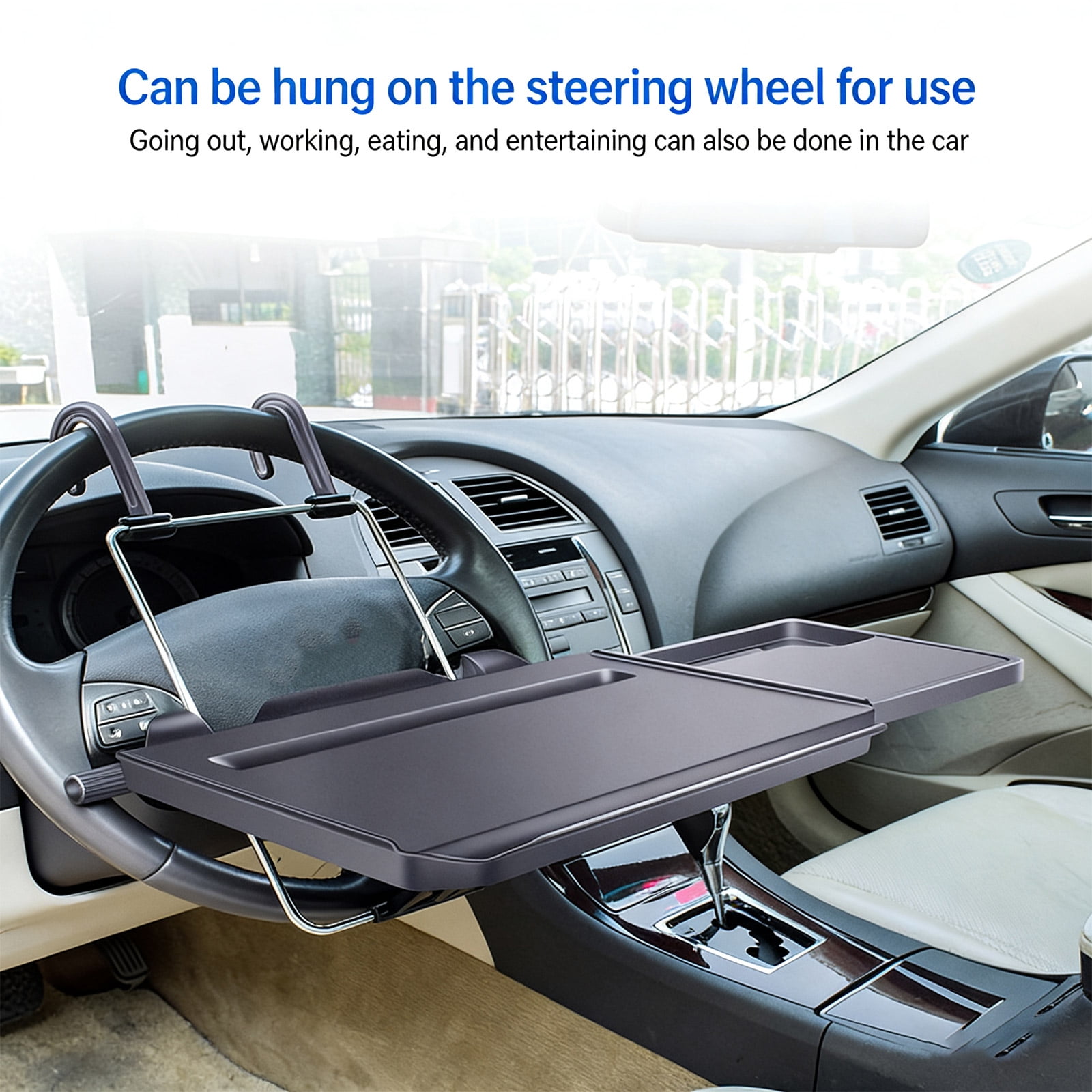 Ergonomic Foldable Car Steering Wheel Table ABS Back Seat Headrest Tray for Comfortable Work and Dining in Vehicle