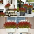 thumbnail image 4 of 16 Bundles Artificial Plants Outdoor Fake Grass Greenery Stems UV Resistant Faux Plastic Plants Shrubs for Autumn Home Garden Pathway Farmhouse Front Porch Harvest Thanksgiving Christmas Decor, Red, 4 of 6