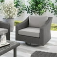 thumbnail image 5 of Martha Stewart Set of 2 Indoor-Outdoor Patio Chairs in Gray Rattan Wicker with 360° Swivel and Gray All-Weather Cushions, 5 of 11