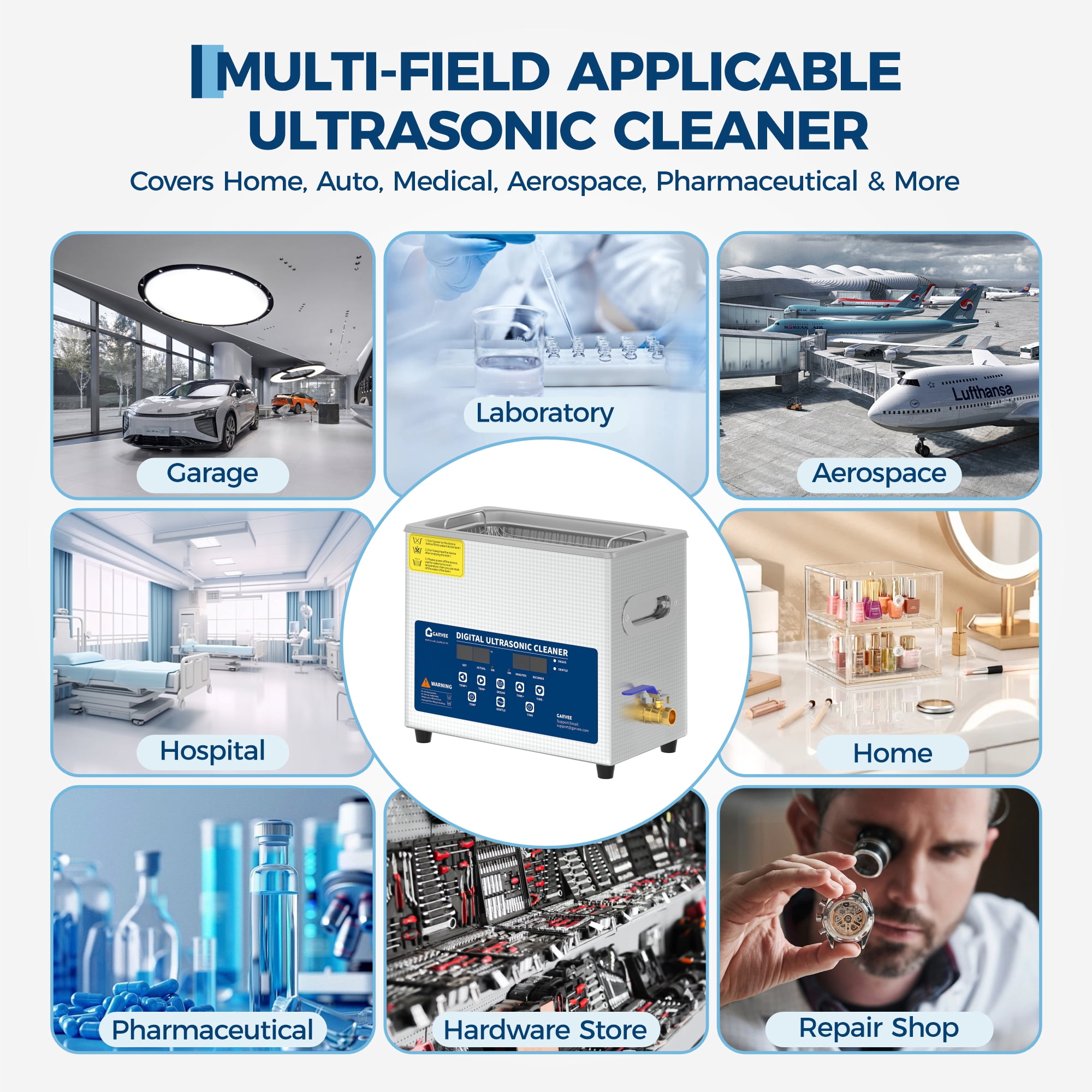6L Digital Ultrasonic Cleaner with Timer, Professional Stainless Steel Cleaning Machine with Transducers for Jewelry, Eyeglass