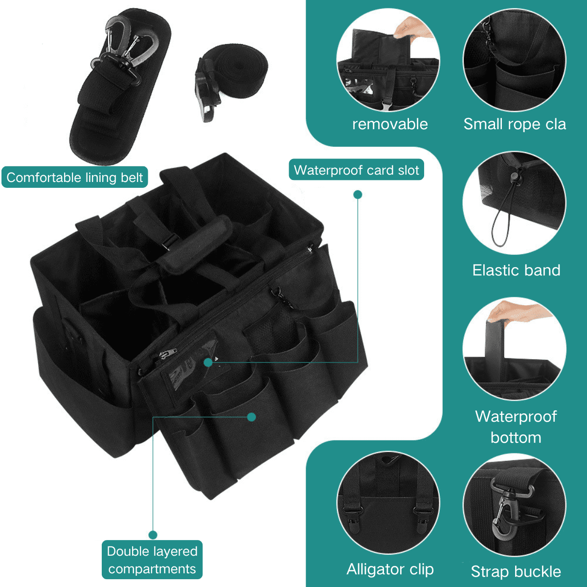 SpaceMuse Large Wearable Tool Organizer Bag, with Multiple Pockets & Sturdy Handles, Multifunctional for Cleaning Supplies & Tools&nbsp;for House & Bathroom