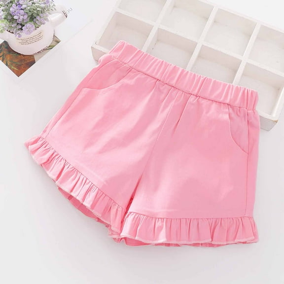 piuwrlz Shorts for Kid Toddler Boy Girls Elastic Solid Color Single Piece Short Trousers Pink Size 4-5 Years