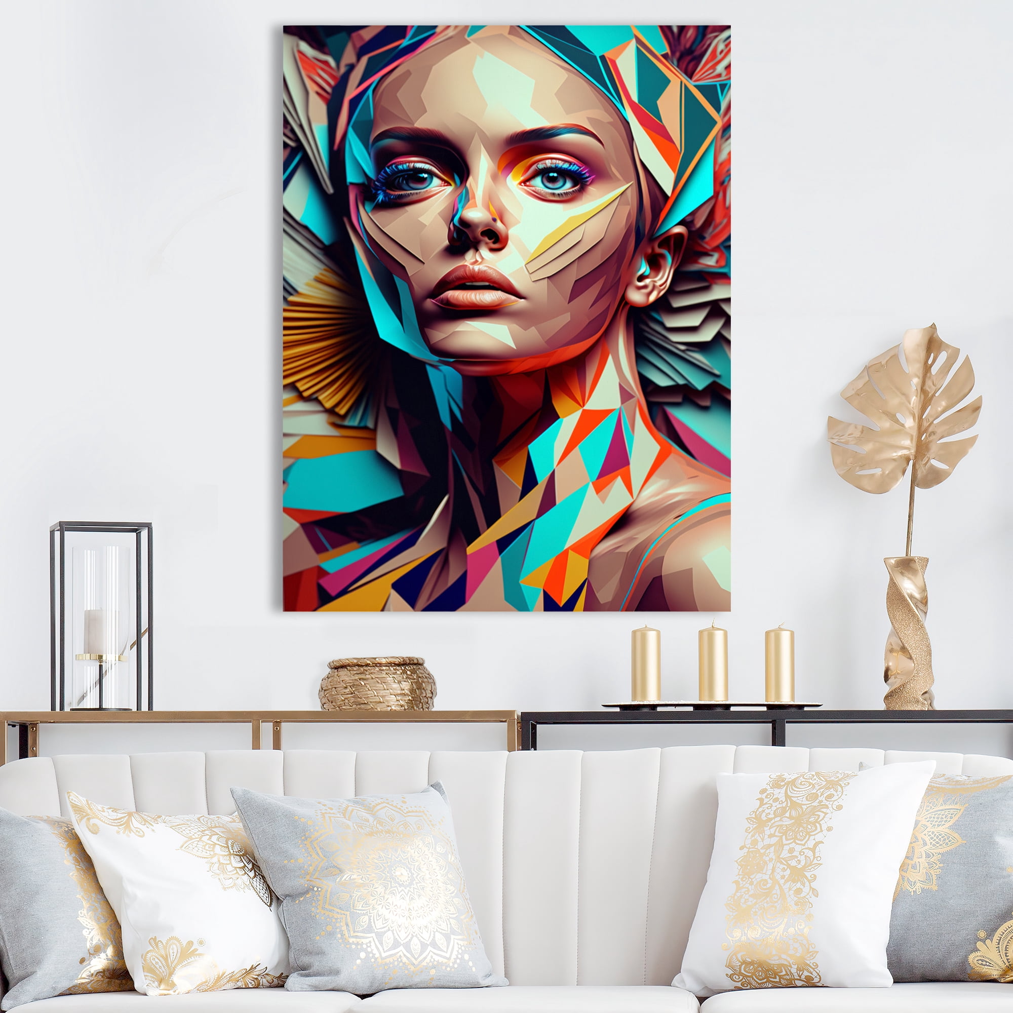 Designart Cubic Woman Portrait I Canvas Wall Art