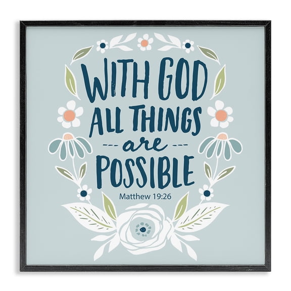 Stupell Industries Cottage All Things Possible Verse Black Framed Giclee Art, 12 x 12, by Blue Chair Blessing