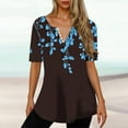 thumbnail image 1 of Lydiaunistar Women's Spring Casual Short Sleeve V-Neck Printed Blouse Plus Size Polyester Button Down Tops for Party Work Vacation Black, 1 of 5
