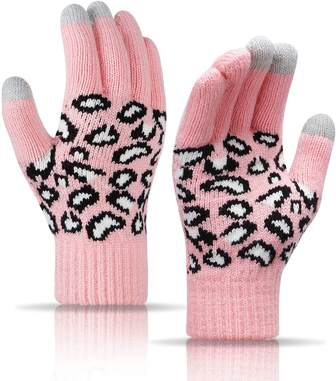 Women Gloves Winter Touch Screen Kint Full Finger Fleece Lined Thermal Gloves 
