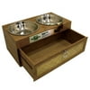 Just The Right Height Bamboo Bistro Double Feeder With Drawer