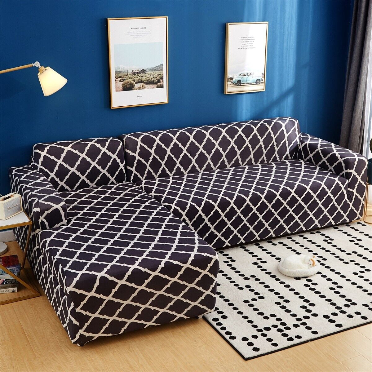 2pcs Stretch Sectional Couch Covers 3 Seater+3 Seater L Shape Sofa ...
