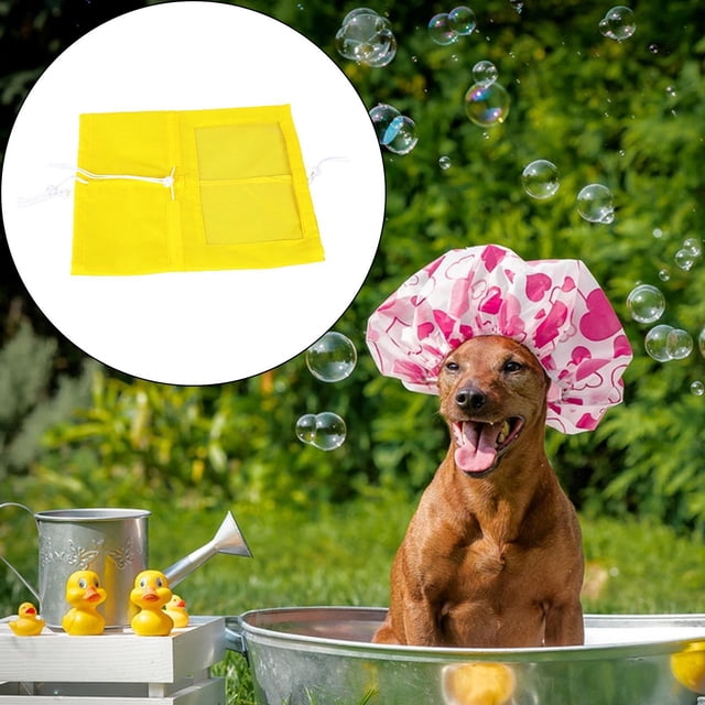 Tapa de ducha de perro ajustable Capa de baño para bañera de mascota pequeña, mascota, protección contra la oreja para perros, orejas de la oreja para amarillo