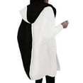 thumbnail image 3 of Women Fall and Winter Open Front Long Sleeve Hooded Knit Cardigan Color Block Outwear Coats Black & White L, 3 of 7