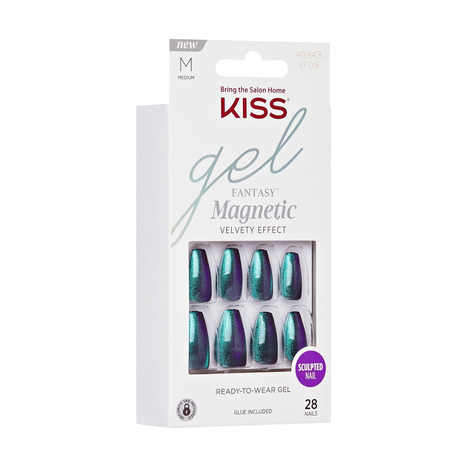 KISS Gel Fantasy Magnetic - Fake Nails - Chameleon - Coffin - Medium - 28 count, KISS Gel Fantasy Magnetic