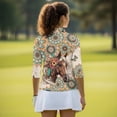 thumbnail image 5 of Uorisanigo Mandala Horse Women's Golf Shirt Soft Polyester Spandex Fabric Women's 3/4 Sleeve Athletic Golf Shirts Comfortable Fashion Zip Up Collar Tennis Tops Outing Wear Size S, 5 of 7