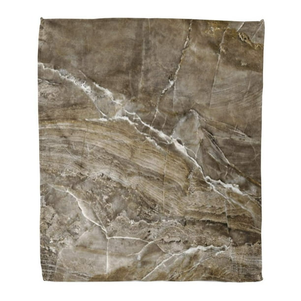 HATIART Throw Blanket Warm Cozy Print Flannel Beige Wood Marble Scan