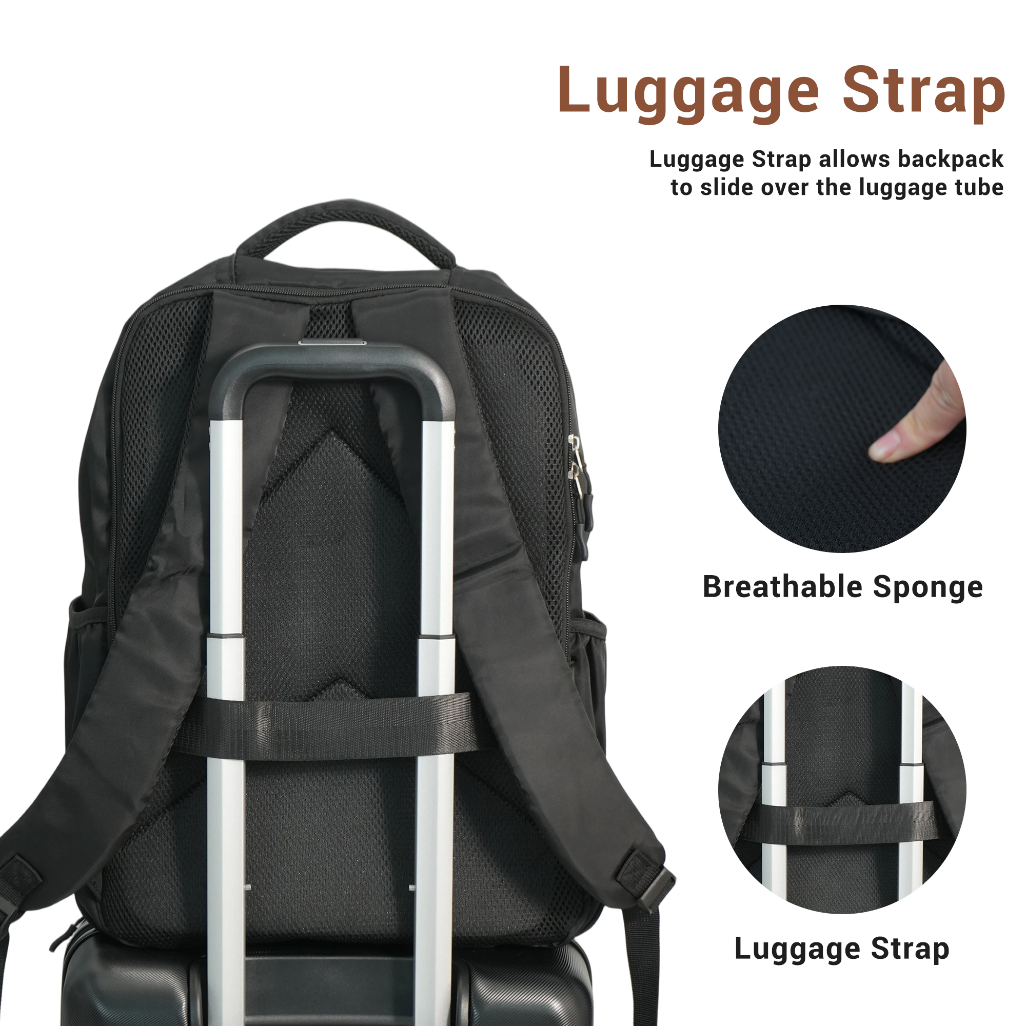 Tripcomp 3-Piece Hardside Carry-On Luggage Set, Black photo 6