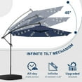 thumbnail image 4 of 10ft Solar Lighted Patio Umbrella with Base Included, Outdoor Offset Cantilever Umbrella, Infinite Tilt, UV Protection for Backyard, Lawn, Garden & Pool, 4 of 7