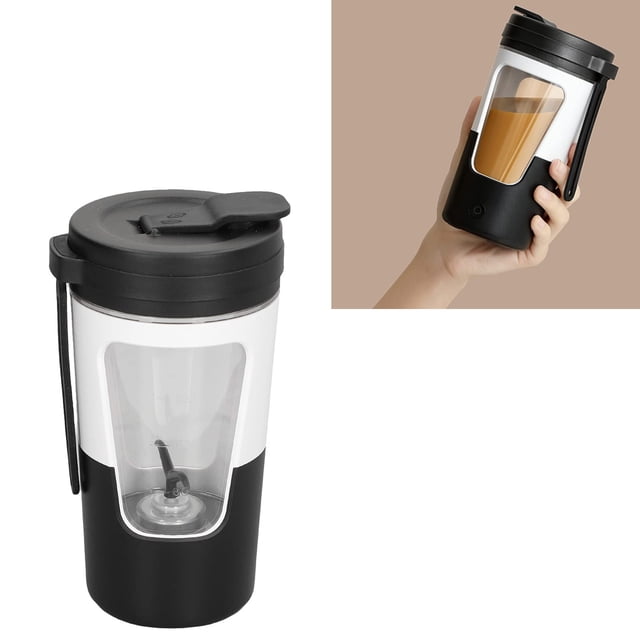 Taza mezcladora automática, recipiente giratorio transparente liviano para bebidas caseras Vasos Leche Café negro