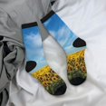 thumbnail image 5 of Sigee Blooming Sunflower Field for Contrast Design Soft Moisture-Wicking Socks Crew Casual Athletic Stretchy Loose Middle Tube Socks, 5 of 6