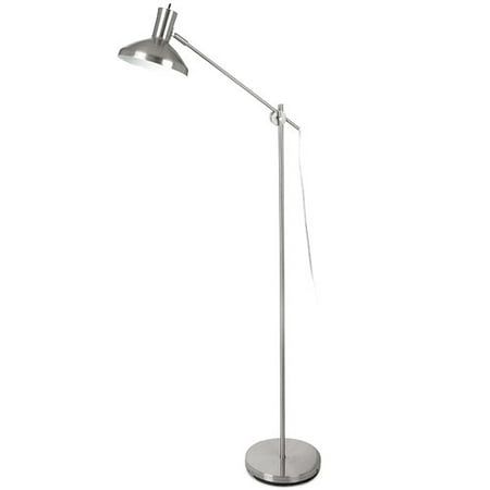 Brushed Steel Task Floor Lamp With Adjustable Arm