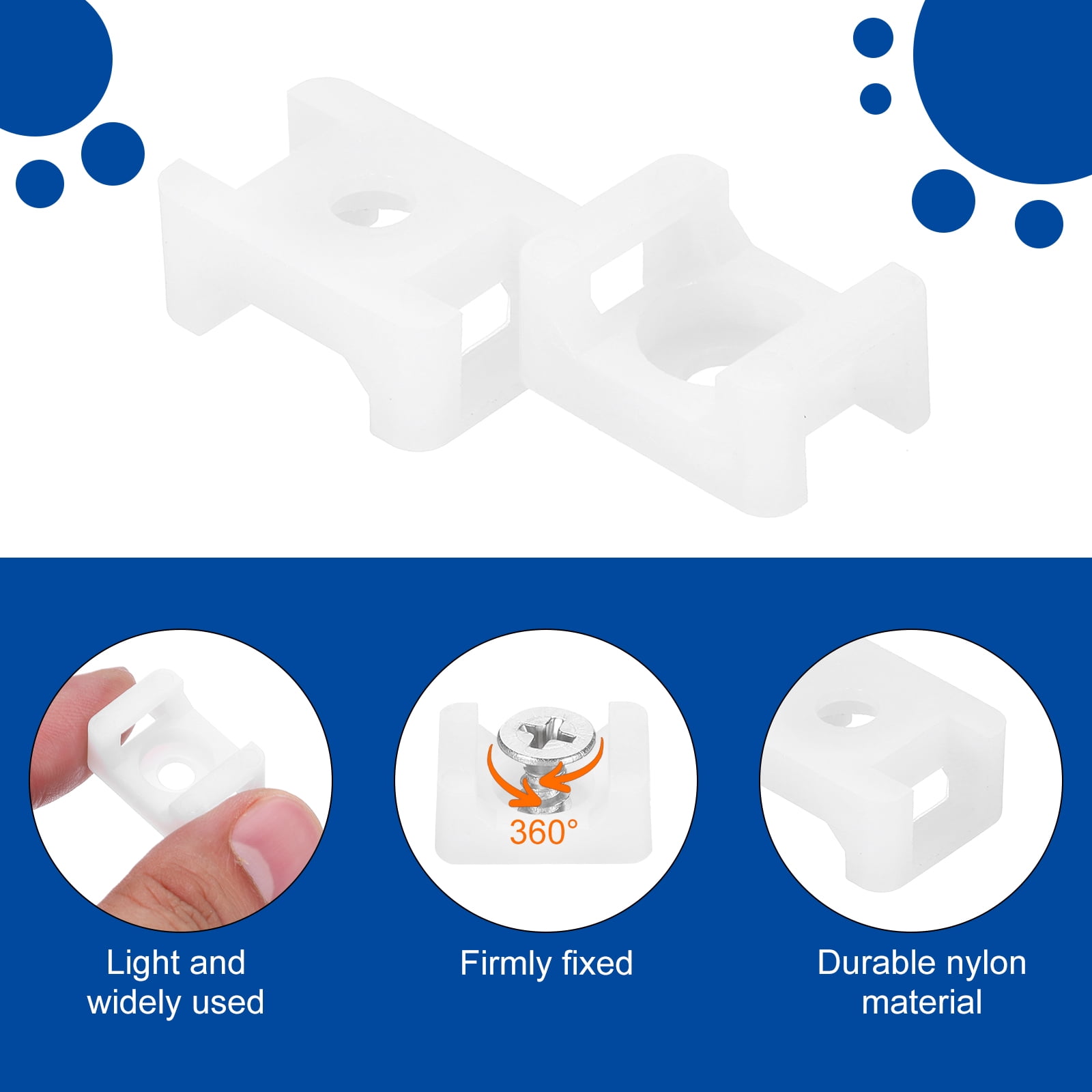 Uxcell 150Pcs Magnetic Zip Tie Mount with Cable Zip Ties and Tapping Screw,White