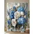 thumbnail image 4 of Fsddascl White Blue Spring Floral Shower Curtain Set - 72" x 78" Washable Bathtub Curtain with 12 Hooks, Pastoral Flowers Vintage Waterproof Fabric Stall Shower Curtains for Bathroom/Bathtub Décor, 4 of 6