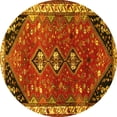 thumbnail image 1 of Ahgly Company Machine Washable Indoor Round Persian Yellow Traditional Area Rugs, 3' Round, 1 of 4