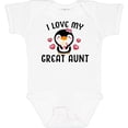 thumbnail image 3 of Inktastic I Love My Great Aunt with Cute Penguin and Hearts Girls Baby Bodysuit, 3 of 5