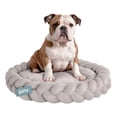 thumbnail image 1 of Cama Redonda Antiestrés con Cojín Trenzado para Perro Mediano y Gato Esquimal (Beige, 70x15 cm), 1 of 6