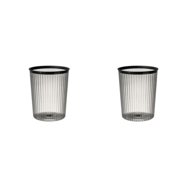 Monstrate Cubo de basura sin tapa, cubo de basura a rayas, cubos de basura de plástico cilíndricos, cesto de basura para contenedor de baño de Type1 NO1