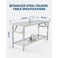 thumbnail image 7 of 60 x 30 Inch Heavy-Duty Stainless Steel Folding Table with Undershelf | Commercial/Home Workstation for Food Prep & Catering, 7 of 7